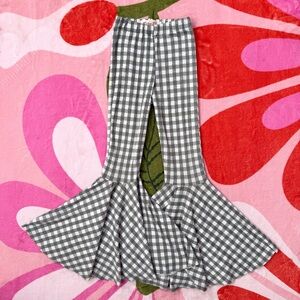 Girls Evergreen Gingham Flared Bell-Bottoms